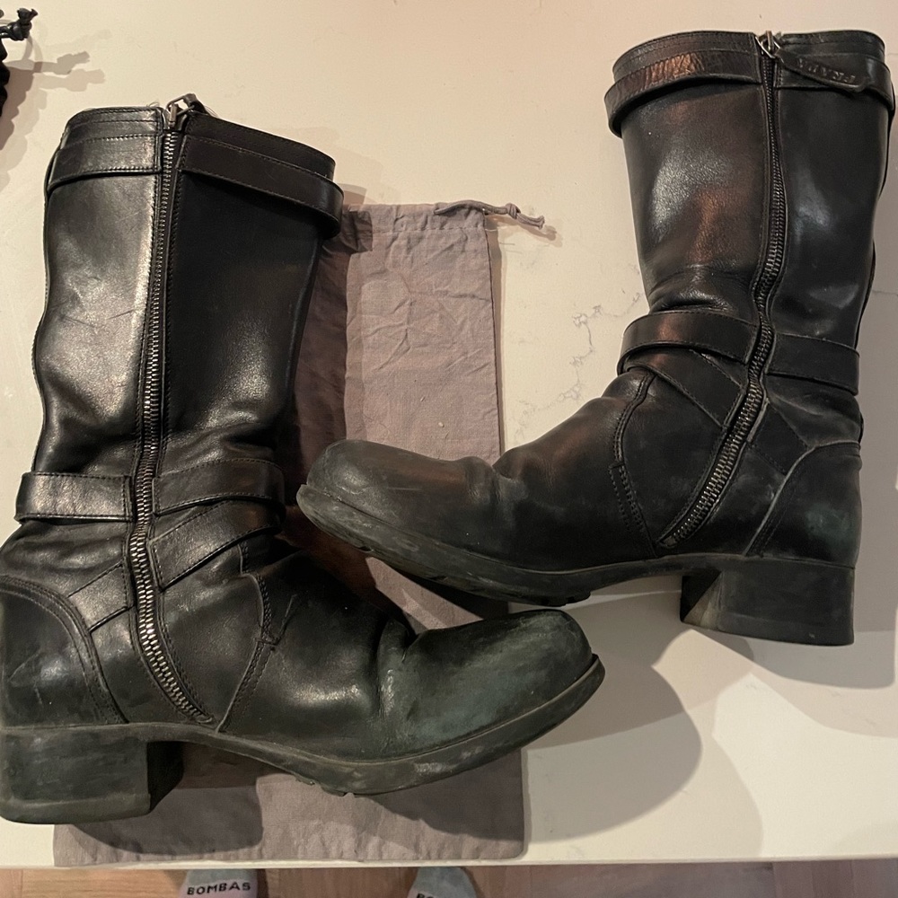 Black Prada Leather Boots